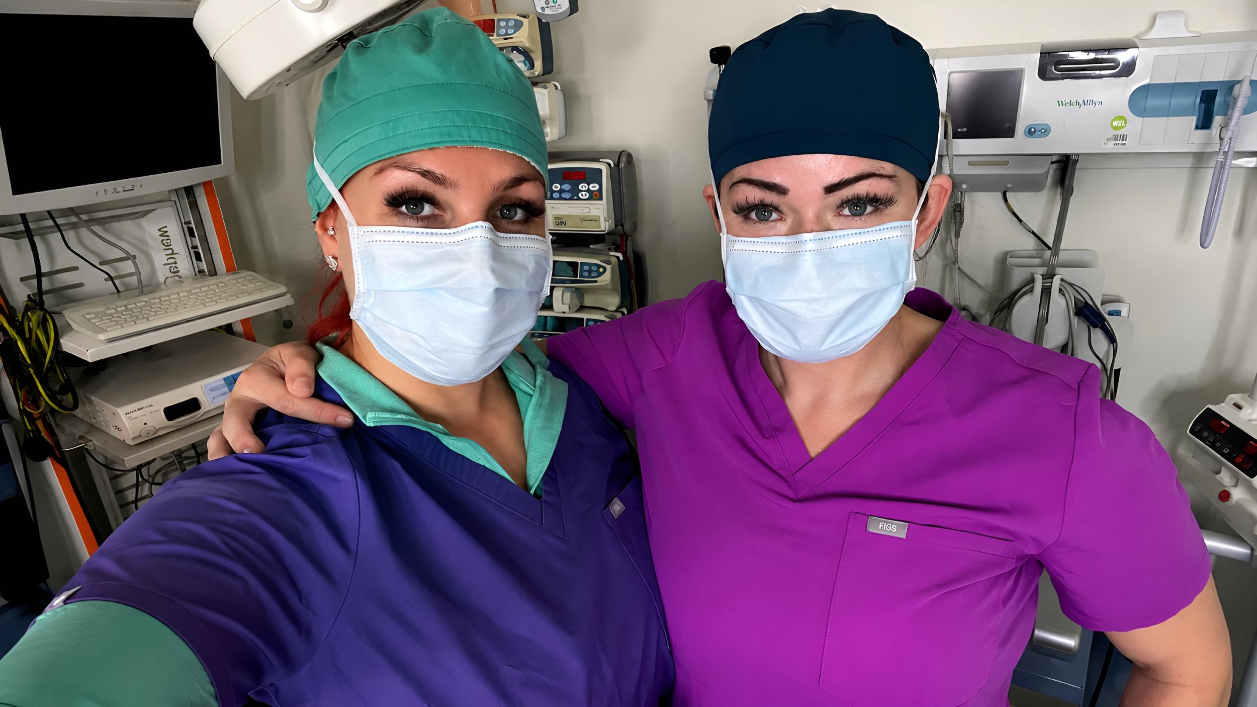Clinical dental hygienist roleplay in medical fetish clinic